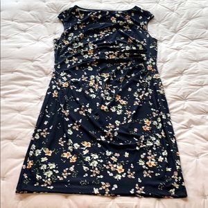 Chaps navy boatneck floral dress
